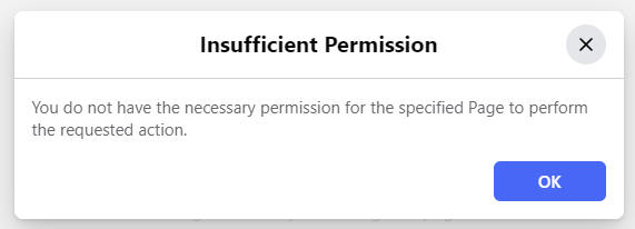 You do not have the necessary permission for the specified Page to perform the requested action.